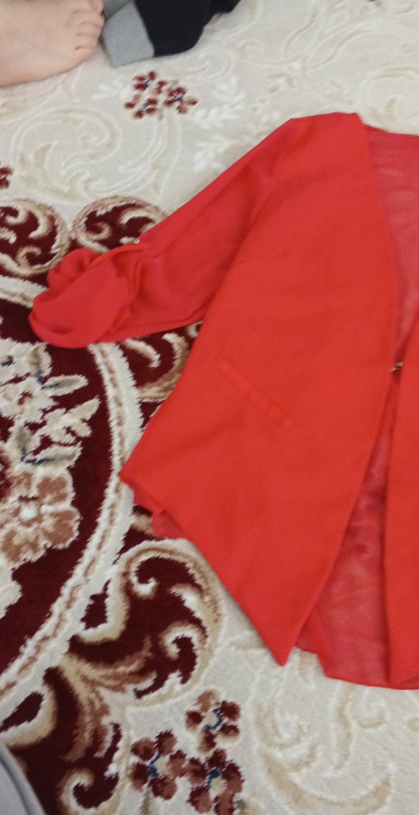 Kırmızı Mini Kadın şifon Ceket - Görsel 3