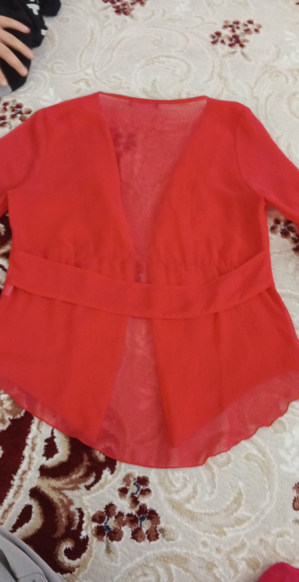 Kırmızı Mini Kadın şifon Ceket - Görsel 5