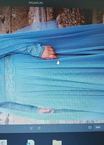 Uzun Mavi Drapeli Bohem Kadın Abiye Elbise - Görsel 4