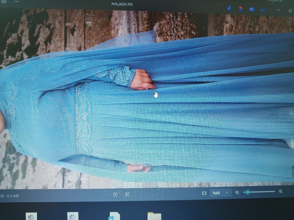 Uzun Mavi Drapeli Bohem Kadın Abiye Elbise - Görsel 4