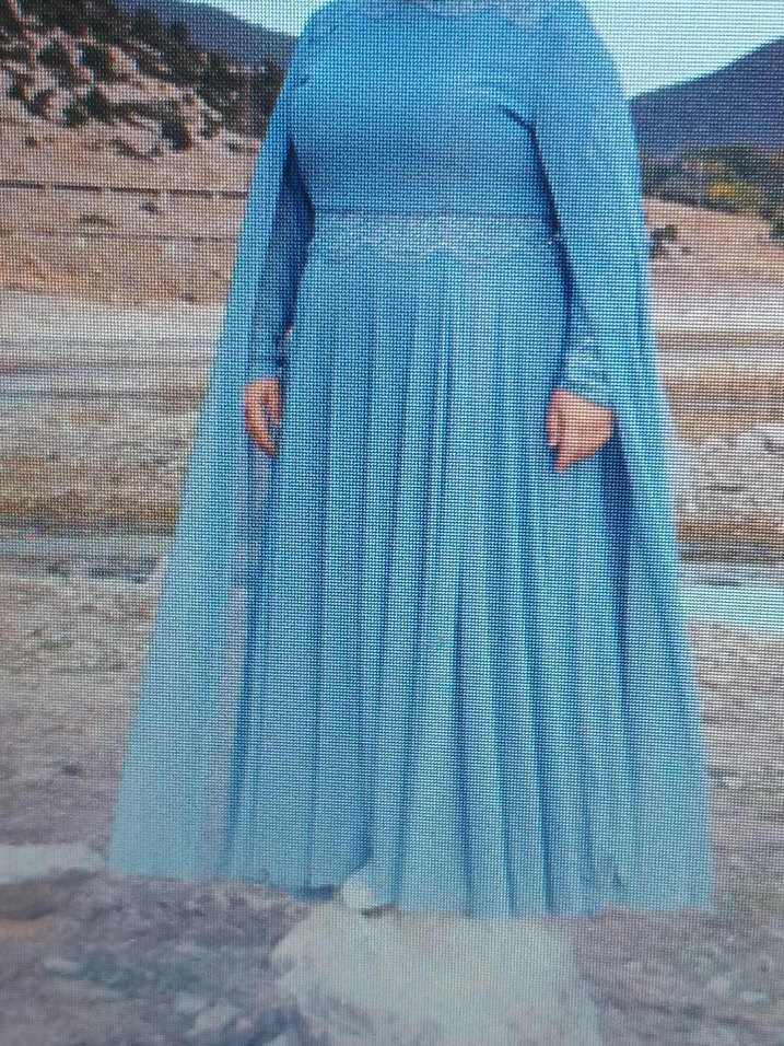 Uzun Mavi Drapeli Bohem Kadın Abiye Elbise - Görsel 3