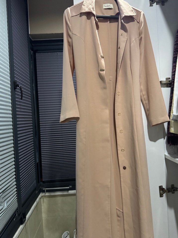 Pudra Düğmeli Kadın pardesü - Görsel 4