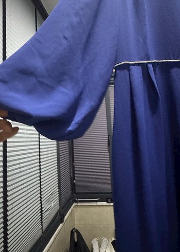 Saç mavisi Uzun Kollu Drapeli Kadın Elbise - Görsel 5