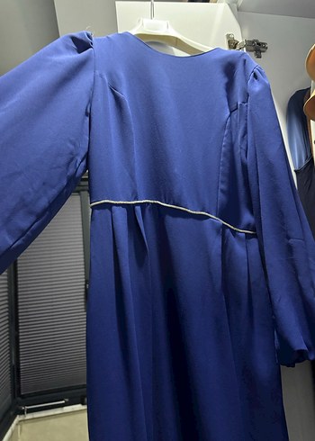 Saç mavisi Uzun Kollu Drapeli Kadın Elbise - Görsel 6