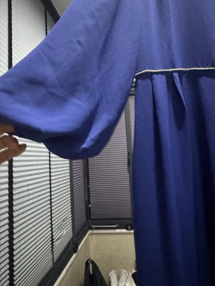 Saç mavisi Uzun Kollu Drapeli Kadın Elbise - Görsel 5