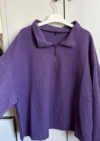 Mor Fermuarlı Kadın Sweatshirt