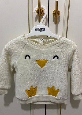 Erkek Çocuk Beyaz Peluş Sweatshirt
