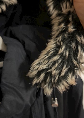 Düğmeli SiyahUzun Kadın mont - Görsel 7