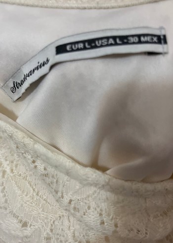 Beyaz Dantel Straplez Midi Elbise - Görsel 2