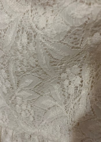 Beyaz Dantel Straplez Midi Elbise - Görsel 5