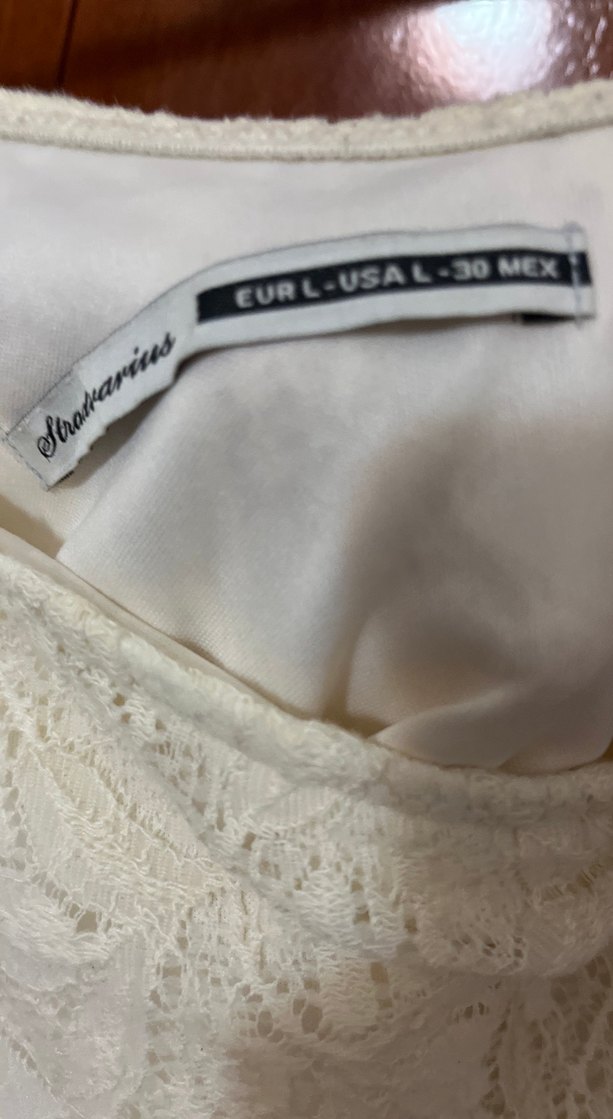 Beyaz Dantel Straplez Midi Elbise - Görsel 2