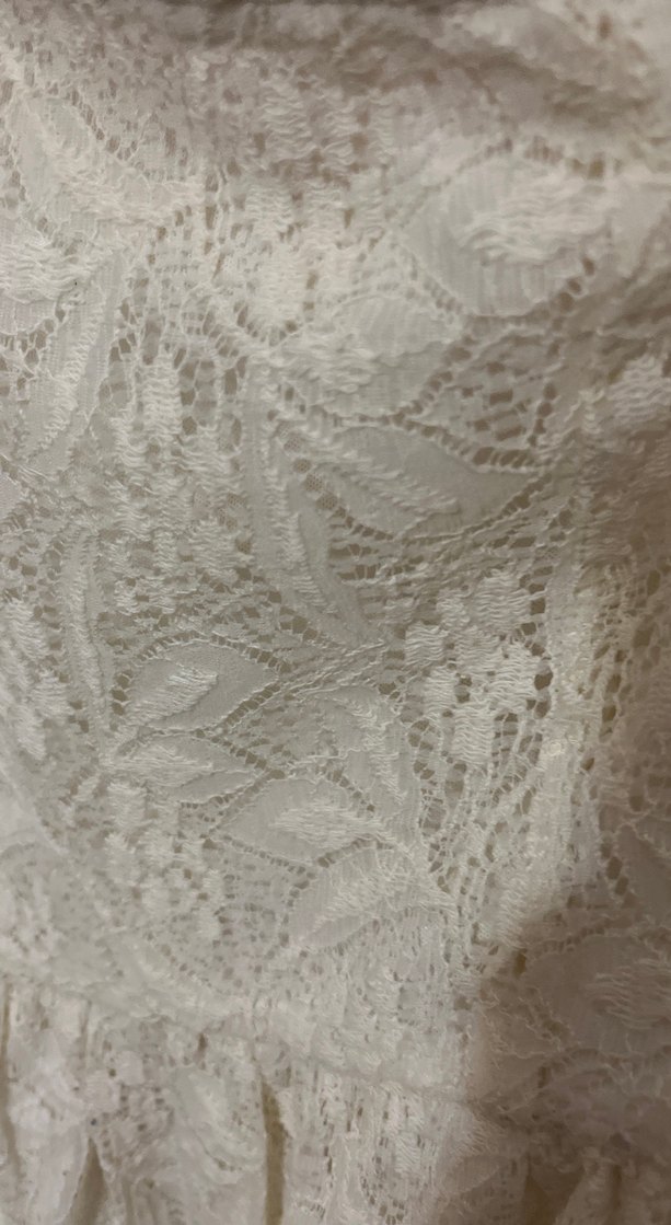 Beyaz Dantel Straplez Midi Elbise - Görsel 5