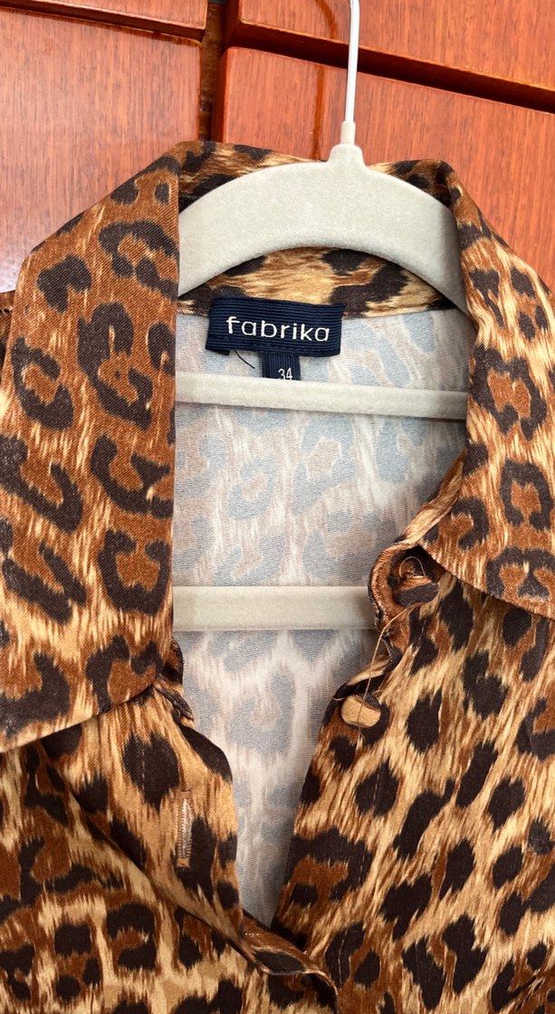 Fabrika/34 Kahverengi Leopar Desenli Uzun Kadın Elbise - Görsel 2