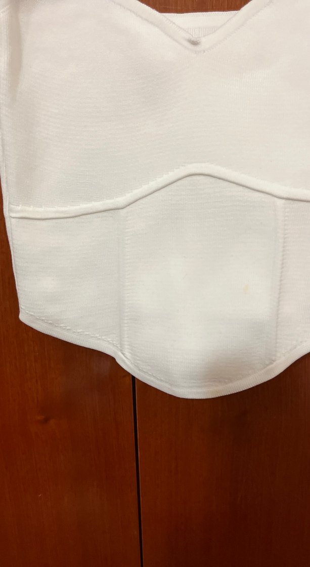 Beyaz İnce Askılı Mini Büstiyer Crop esnek kumaş - Görsel 2