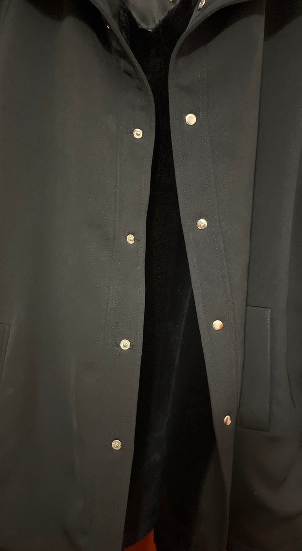 Düğmeli Siyah Midi Kadın Mont vintage kürklü - Görsel 3