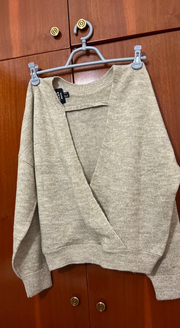 Kadın Bej Triko Kazak Uzun Kollu - Görsel 3