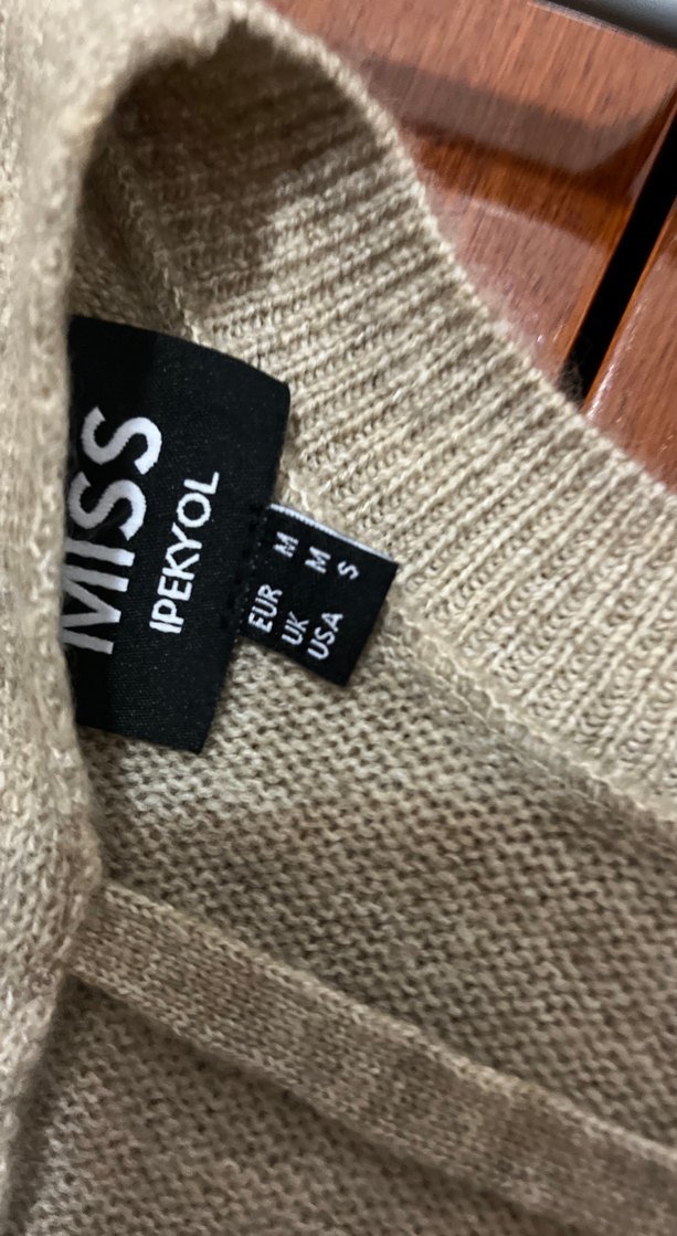 Kadın Bej Triko Kazak Uzun Kollu - Görsel 2