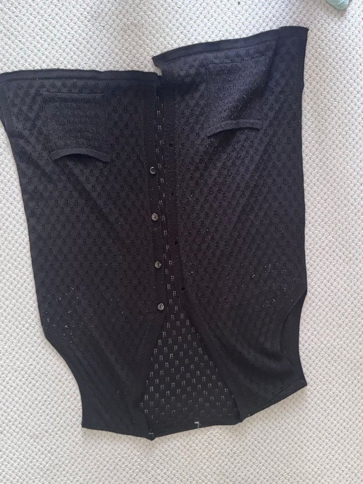 Düğmeli Siyah Midi Hamile Eteği - Görsel 2