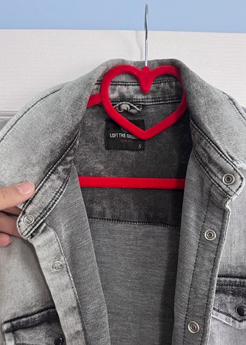 s Beden Gri Denim Düğmeli Gömlek