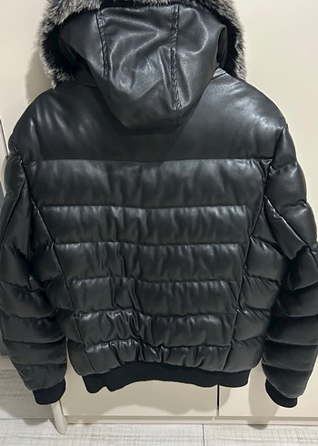 Siyah Deri Kürklü Erkek Kışlık Mont - Görsel 2