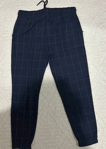 Lacivert Kareli Kemerli Erkek Kumaş Pantolon - Görsel 2