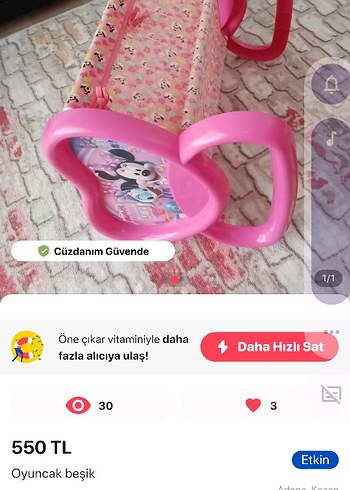 Sunny Baby Pembe Minnie Mouse Bebek Beşiği