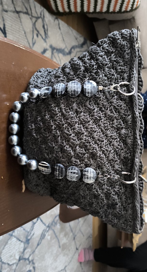 Nakışlı Örgü Kahverengi Kadın Çanta - Görsel 4