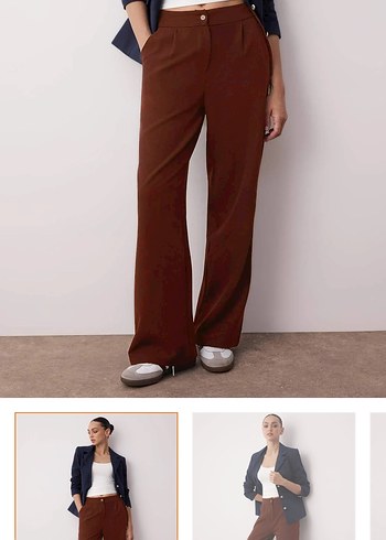 Trendyol & Milla Kahverengi wide leg/ geniş paça dokuma kumaş pantolon