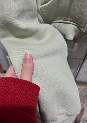Diğer Kapüşonlu Fermuarlı Crop Sweatshirt | Çağla Yeşili