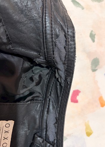 Kadın Siyah Deri Kolu Fermuarlı Ceket - Görsel 5