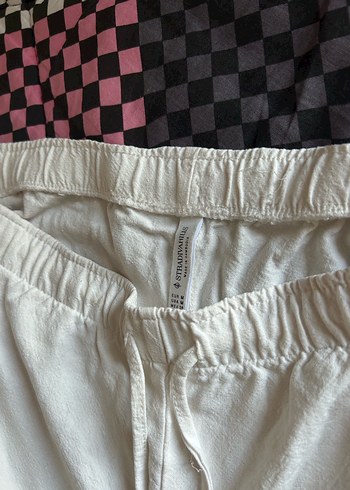 Stradivarius Kadın Beyaz Keten Pantolon