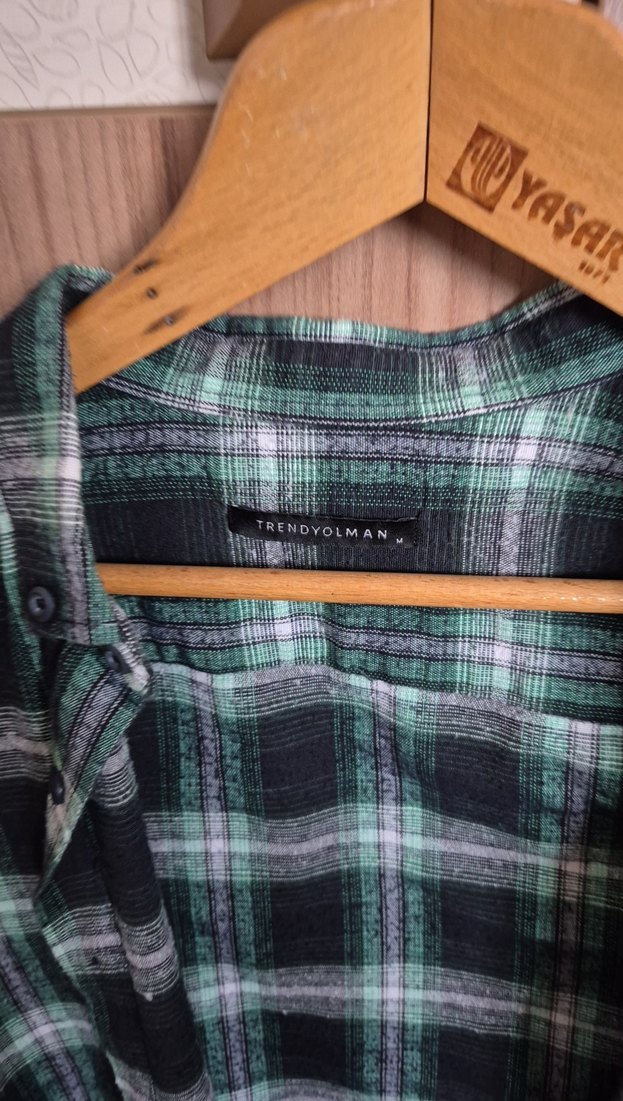 Düğmeli Yeşil Gri Erkek Oduncu Gömlek - Görsel 2