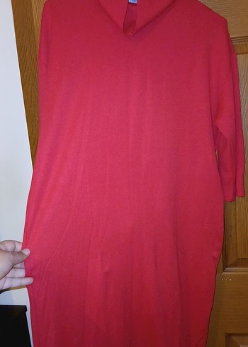 LC Waikiki Kırmızı Uzun Kollu Salaş Midi Tunik