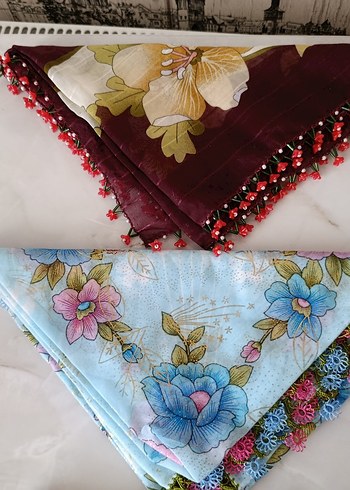 Diğer Dantel Detaylı Çok Renkli Kadın Başörtü