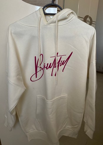 Beyaz Pamuklu Uzun Kollu Kadın Sweatshirt