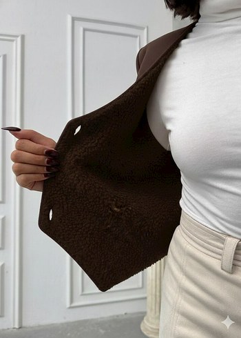 Deri Cikolata Kahve Yelek - Görsel 3