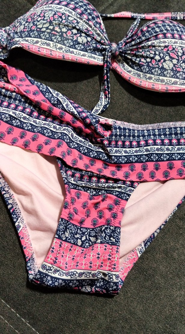 Pembe Desenli Bohem Bikini Takımı - Görsel 3