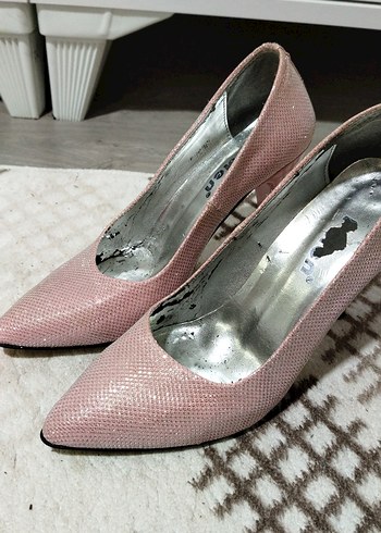 Pembe Yılan Desenli Stiletto Topuklu Kadın Ayakkabı - Görsel 4