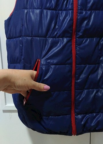Lacivert Fermuarlı Kadın Şişme Yelek - Görsel 3