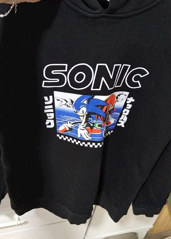 Sonic Baskılı Siyah Erkek Sweatshirt - Görsel 3