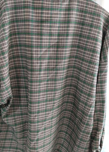 Düğmeli Yeşil Ekose Kadın Gömlek - Görsel 4