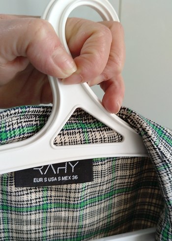 Düğmeli Yeşil Ekose Kadın Gömlek - Görsel 5