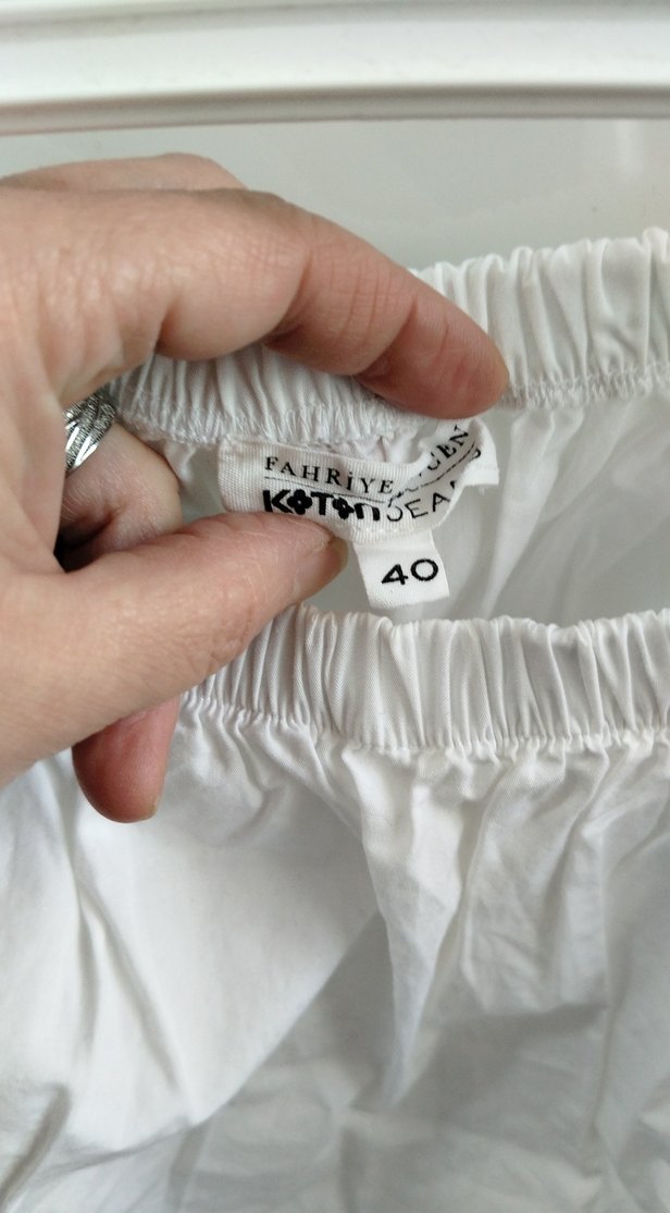 Beyaz Keten Kısa Kollu Bluz - Görsel 2