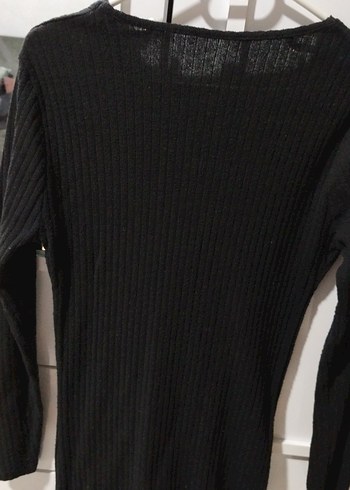 Kadın Siyah Triko Uzun Elbise Standart beden. - Görsel 4