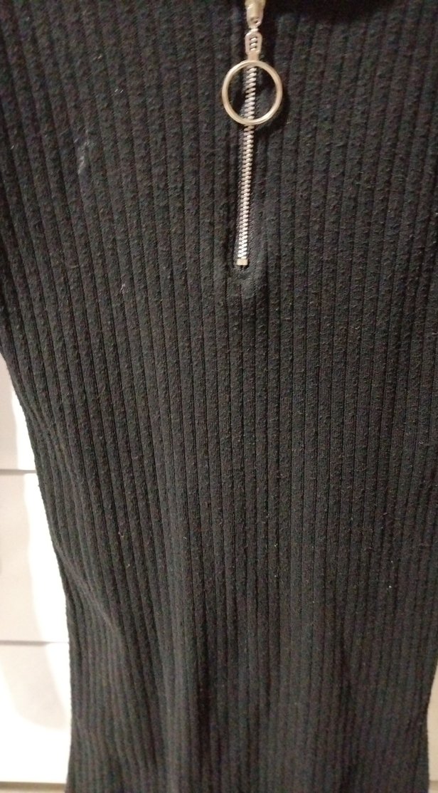 Kadın Siyah Triko Uzun Elbise Standart beden. - Görsel 3