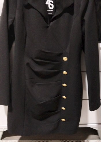 Düğmeli Siyah Uzun Kadın Elbise - Görsel 2