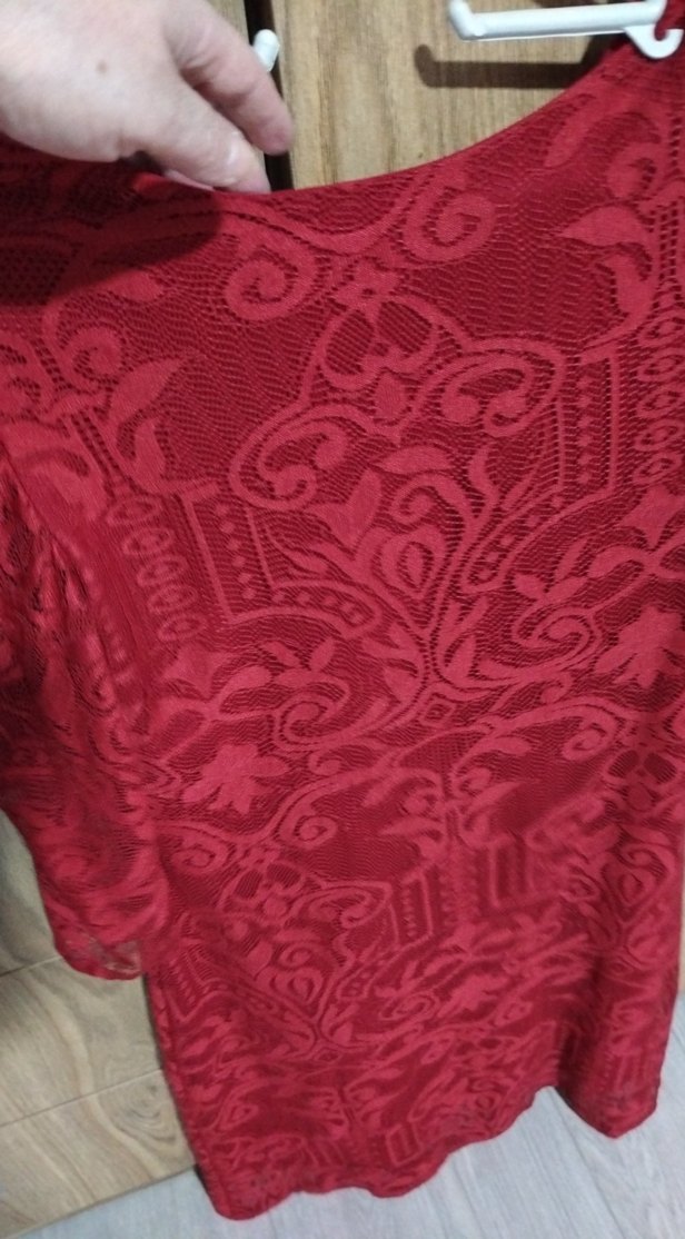 Bordo Dantel Desenli Bohem Kadın Elbise - Görsel 3