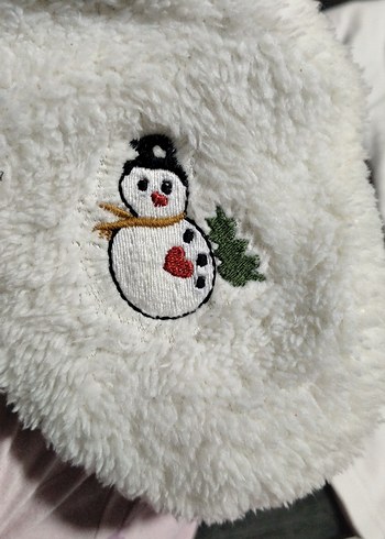 Kızlar için Beyaz Nakışlı Sıcak Terlik - Görsel 2