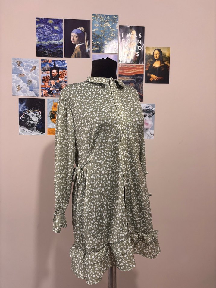 Düğmeli Uzun Kollu Çağla yeşili tunik özel tasarım - Görsel 5