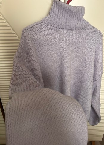 Lila Örgü Boğazlı Kadın Kazak - Görsel 2